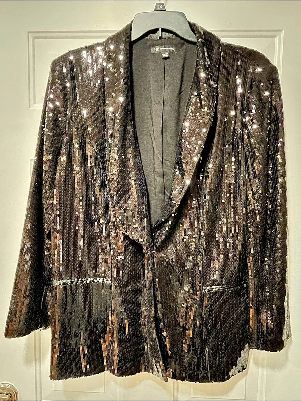 NWT INC International Concepts Allover-Sequin Women’s Blazer Jacket Black XXL